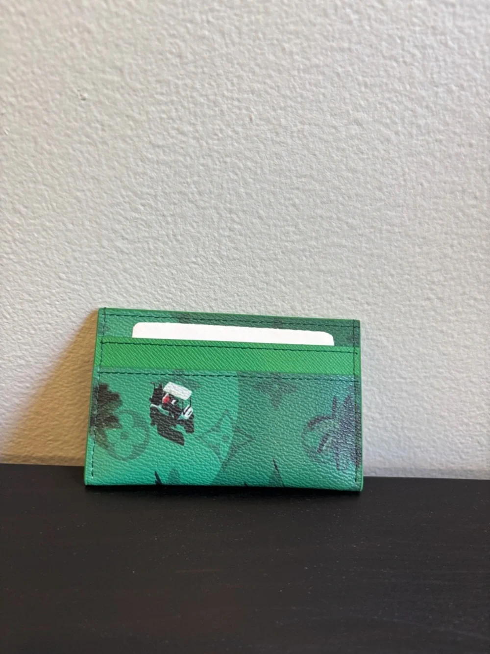 Louis Vuitton golf green  dual cardholder canvas leather BOX SLIGHTLY DENTED